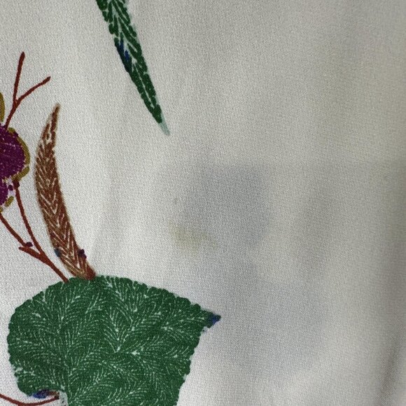 Diane von Furstenberg Blouse Womens 8 Cream Blue Floral Colorblock Long Sleeve - Picture 6 of 7